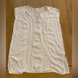 Women’s White Cover Up Mini Dress Size Medium Beach Summer